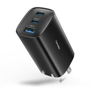 TOPADRE 65W USB-C Charger, Foldable Plug \u0026 3-Port PD Fast Charging compatible with iPhone/Samsung - Black